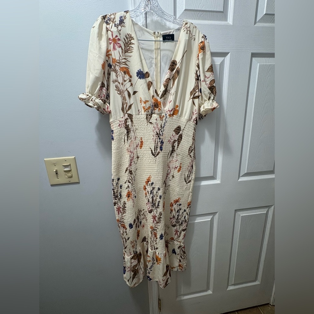 Vici Nicole Floral Smocked Midi Dress Size XL